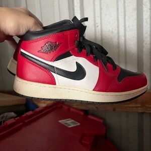 Nike Air Jordan Red, Black, and White High Tops size 6y